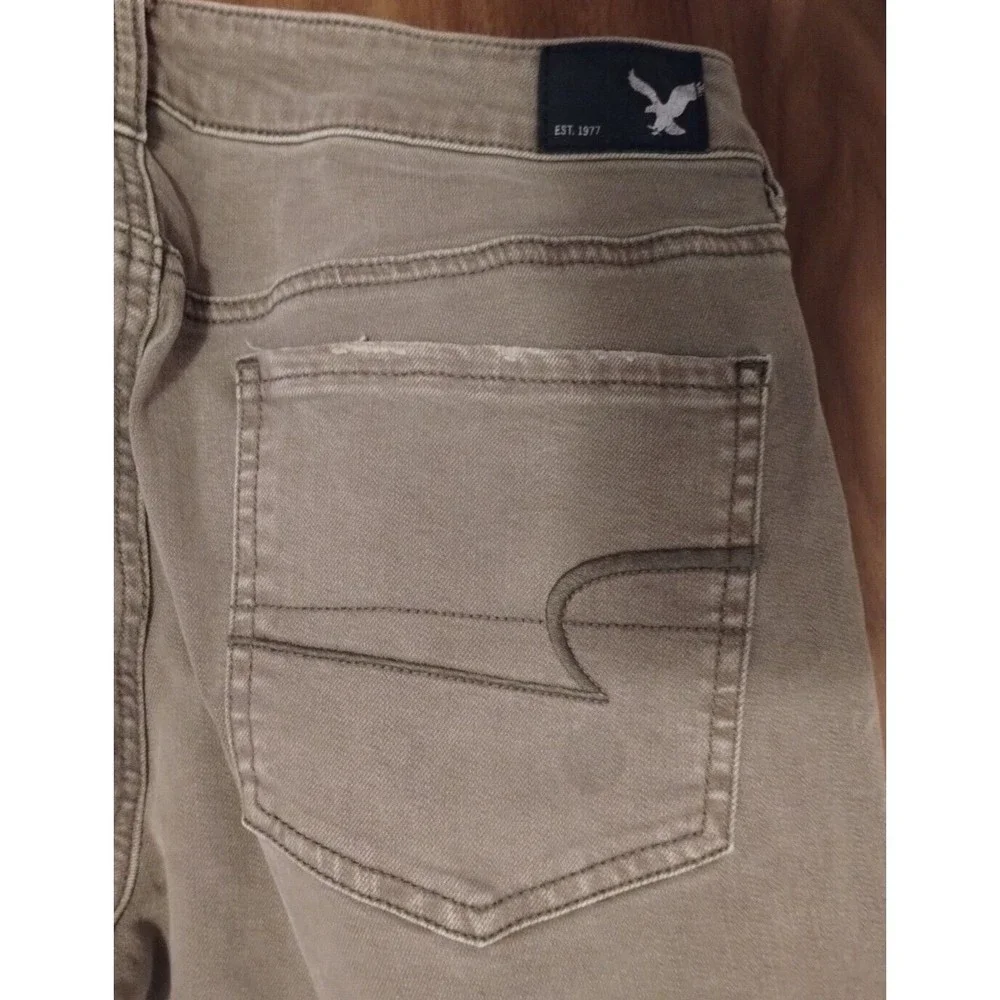 AMERICAN EAGLE Straight Leg Super Stretch Green Denim Jeans Women's 14R - Picture 5 of 6